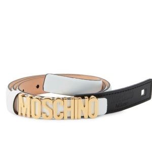 White Leather Moschino Belt